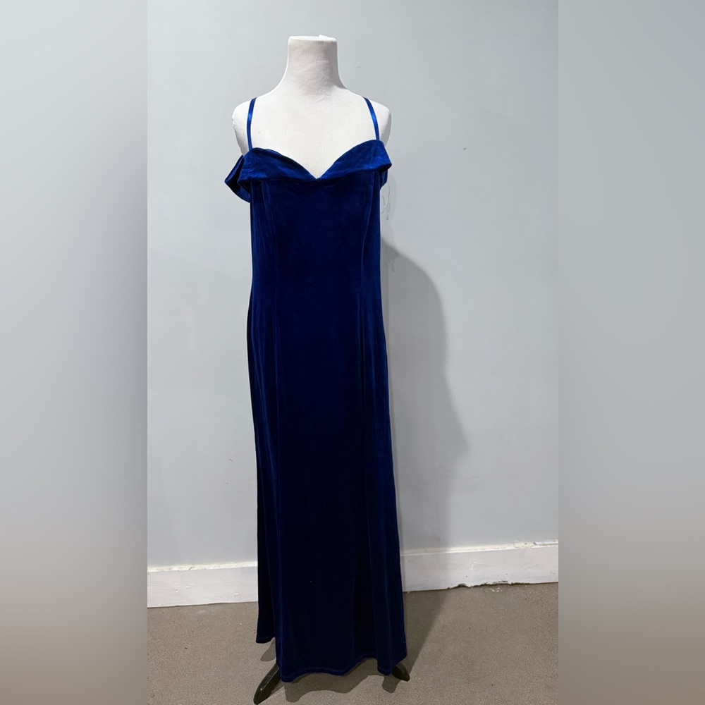 Maxi Blue Velvet Dress